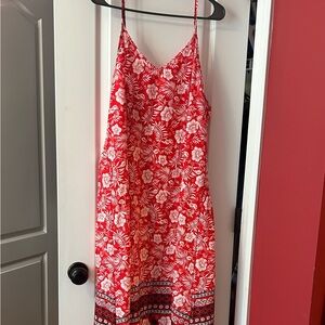 SHEIN Red and White Spaghetti Strap Sundress